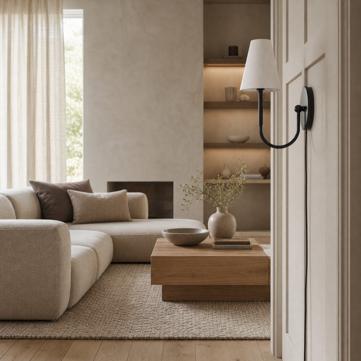 Curva Metal Collection Traditional Wall Light - Brass Finish with Shade