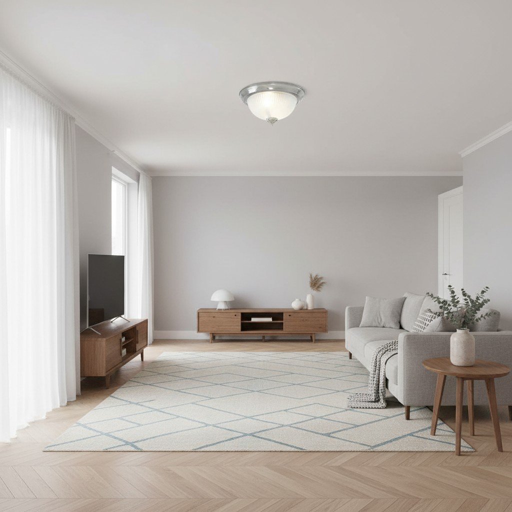 TF Vintora Modern Flush Ceiling Light – Ribbed Glass and Metal Trim for Kitchens or Hallways