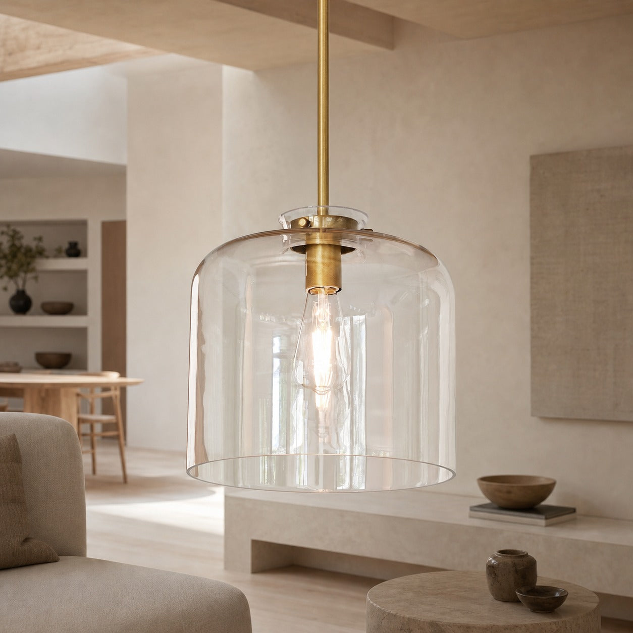 Sterling Minimalist Glass Pendant Collection - Vintage Brass Lighting Design