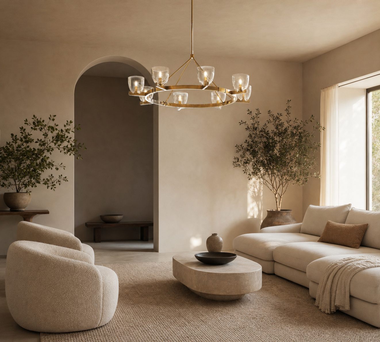 Auria Hand-blown Glass Metal Chandelier - Contemporary Brass Design