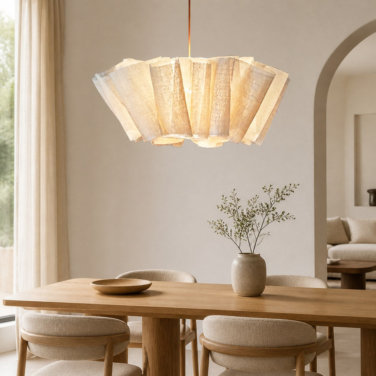 Nordic Linen Pleated  Fabric Pendant Light Lampshade