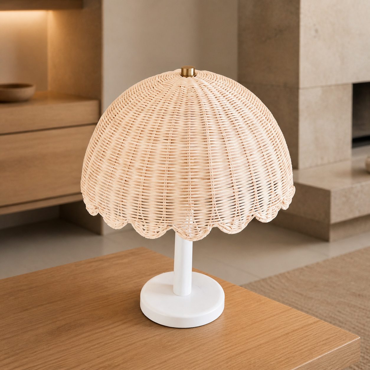 Olvara Rattan Bubble Table Lamp for Kids – Cozy Table Lighting in Boho Style