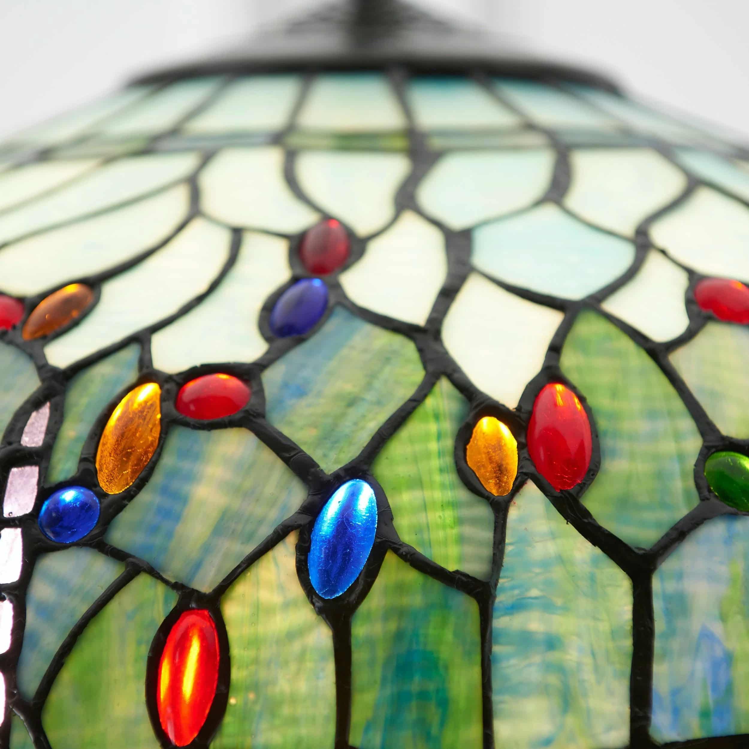 TF Dragonfly Blue Tiffany Pendant Light – Art Nouveau Stained Glass Pendant for Living