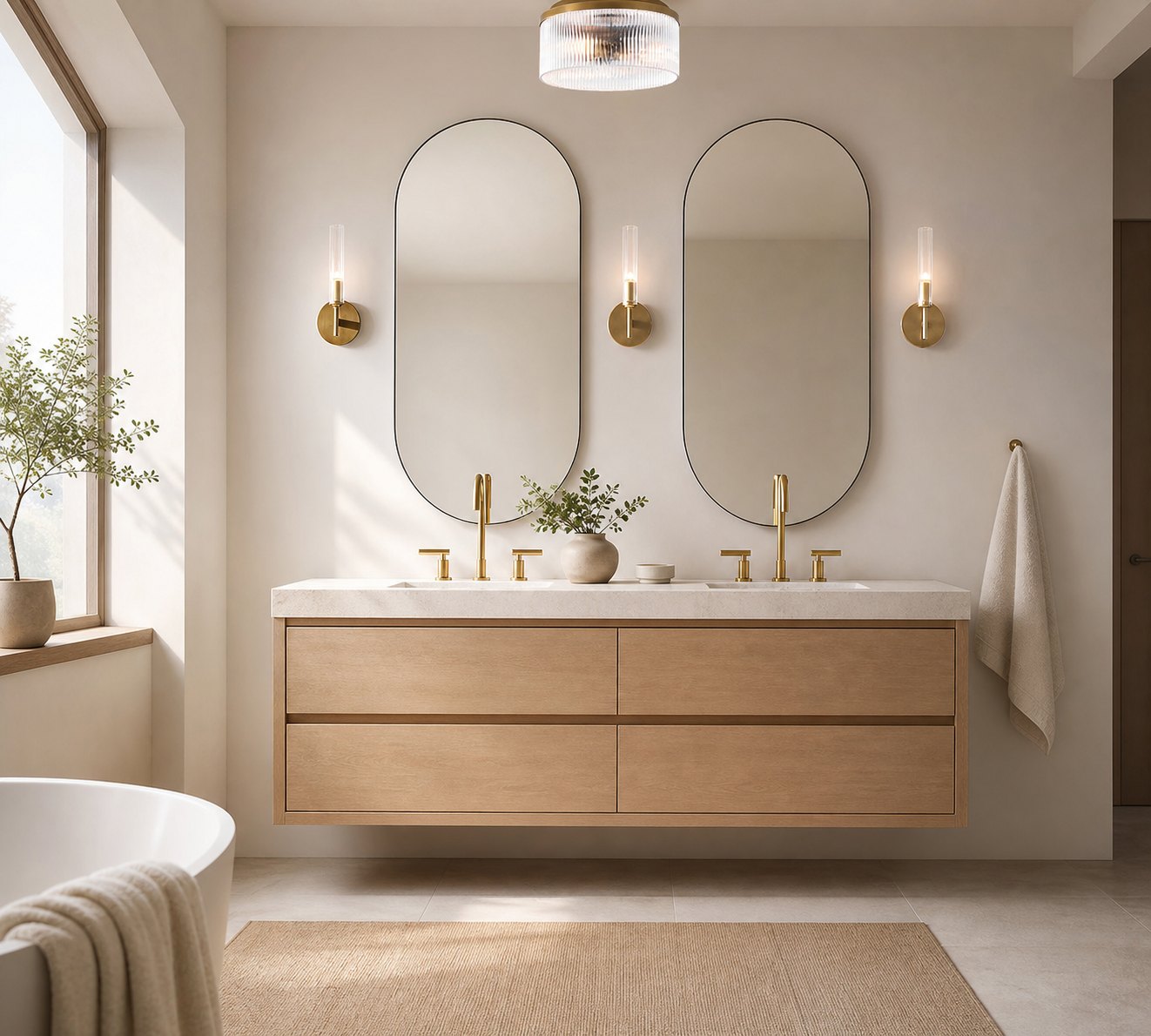 Bravira Ribbed Glass Wall Lamp - Tube Metal Light in Classic Finishes