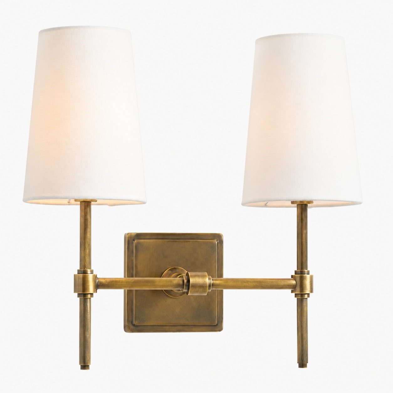 Derlina White Linen Shades Wall Lamp – Retro Metal Multi-Head Lighting Fixture