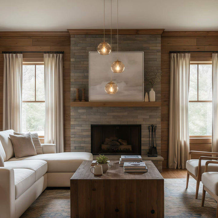 Tracian Dimpled Globes 3-Light Pendant Lamp – Sculptural Amber Lighting Ideal for Lounge or Entryway