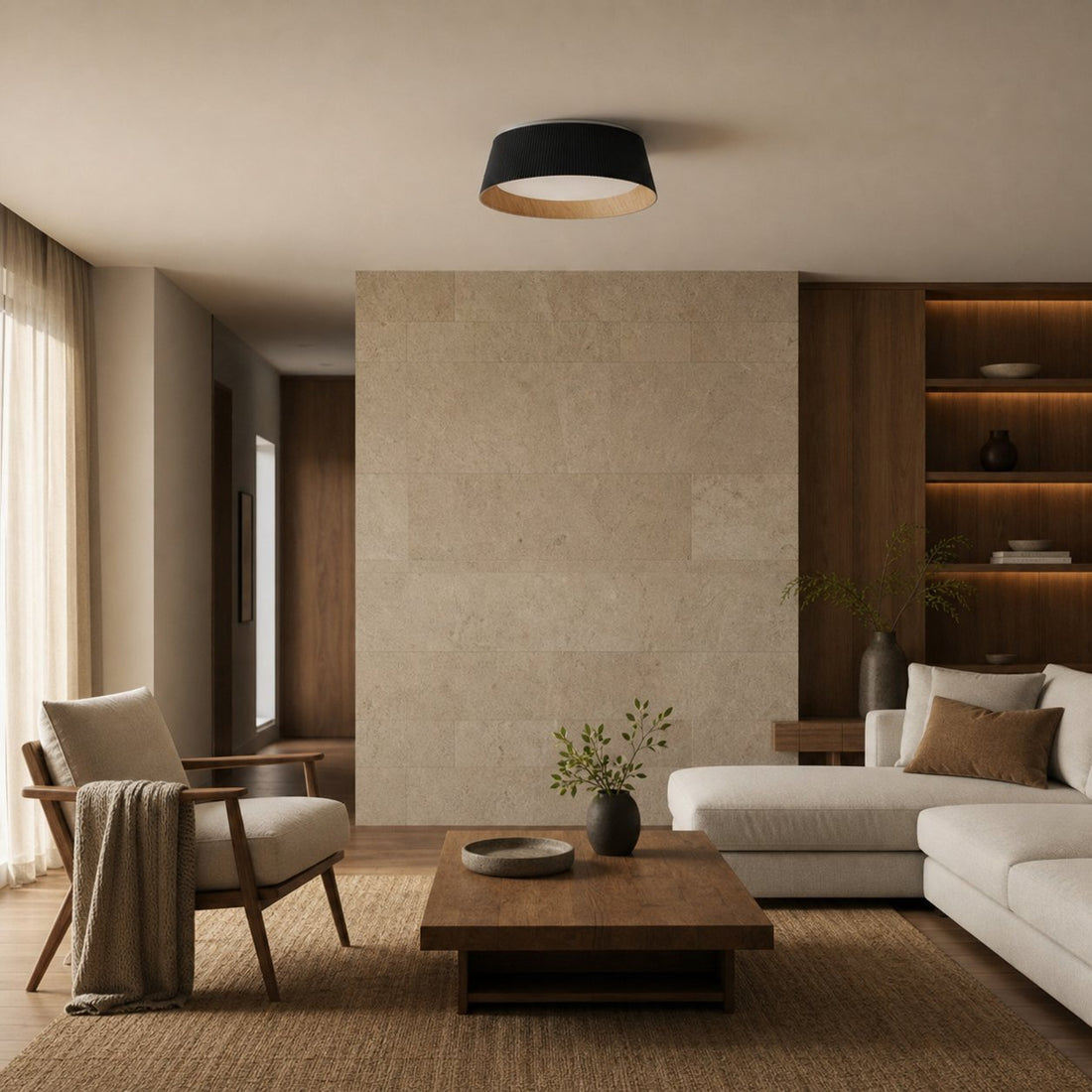 Ribravo Modern Ribbed Textured Shade Ceiling Lamp - Modern Minimalist Lamp for Living Room