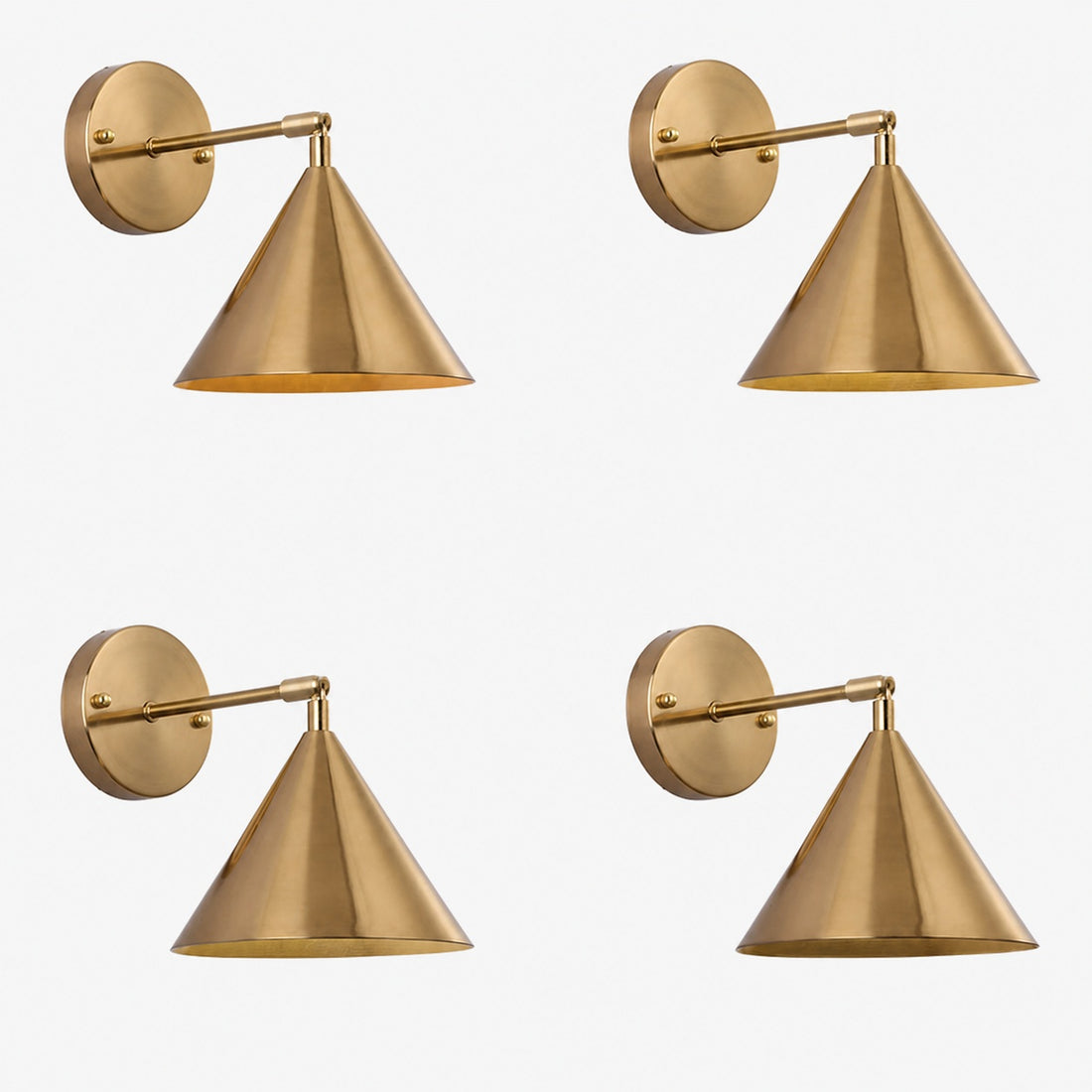 Modern Simple Iron Plated Brass Cone Round 1-Light Wall Sconce Lamp