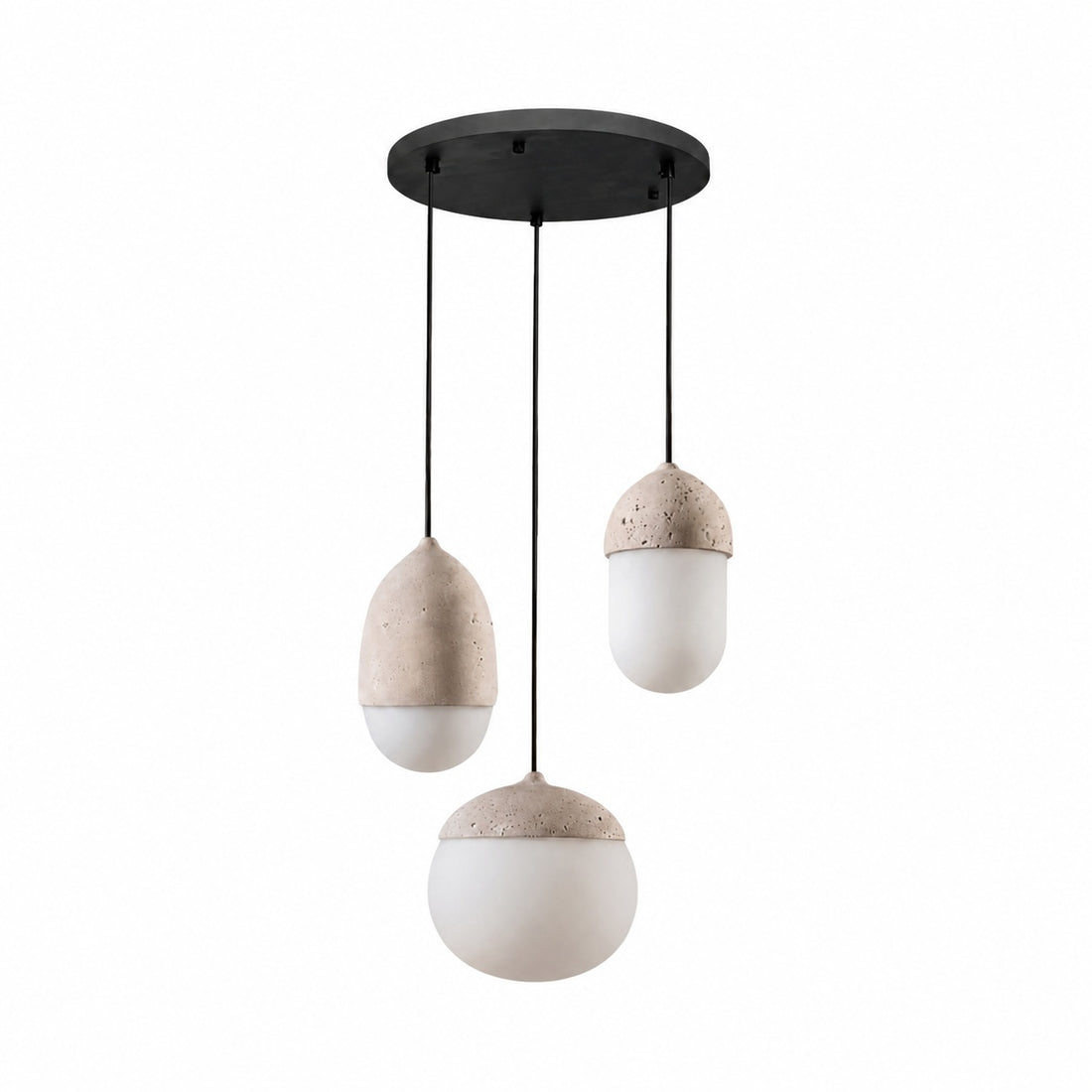 Orbaltis Modern Orb Cluster Pendant - Natural Stone and Glass Hanging Lamp for Living or Kitchen