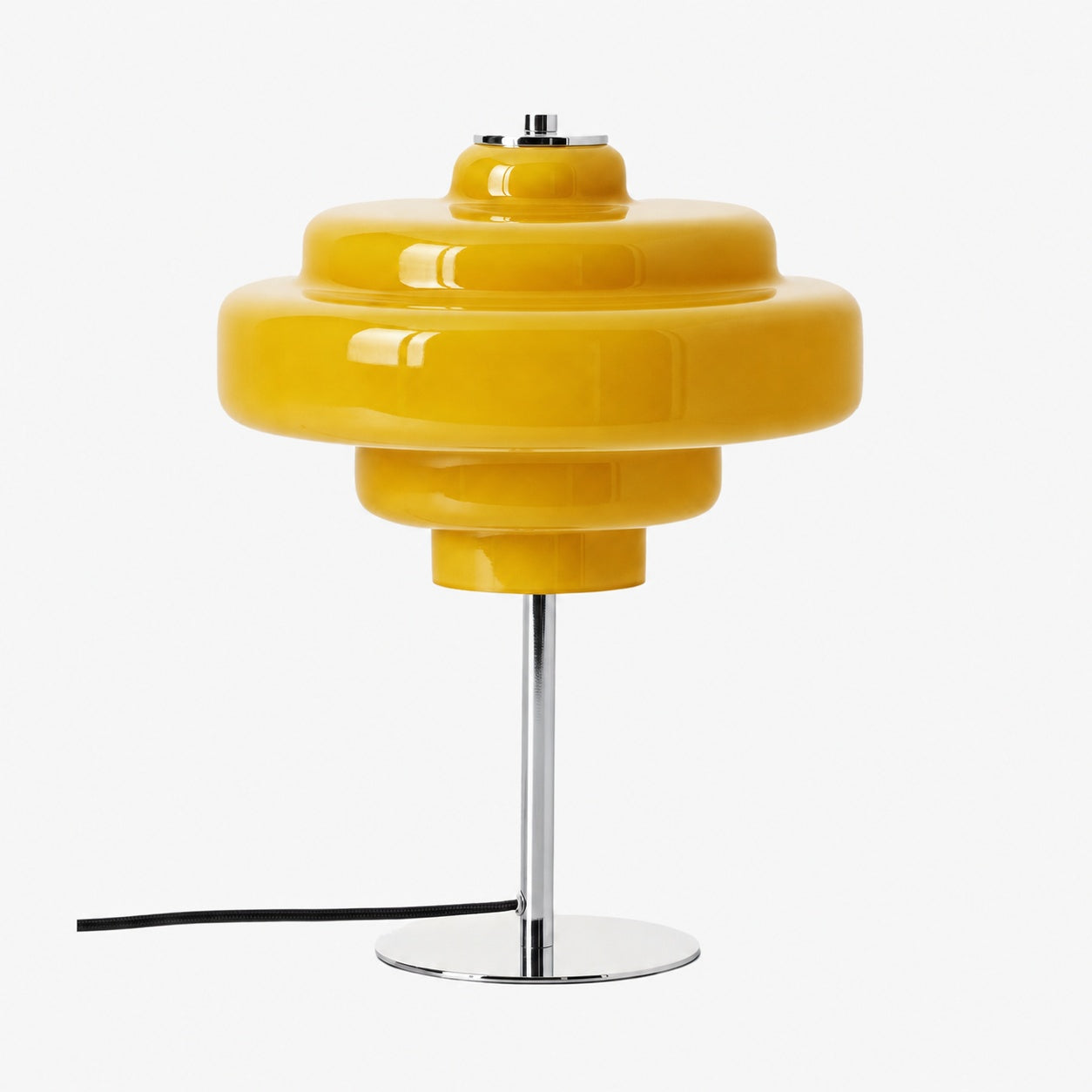 Koloro Glass Table Lamp - Retro Tiered Design with Chrome Base