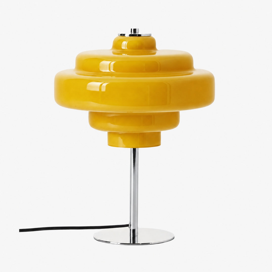 Koloro Glass Table Lamp - Retro Tiered Design with Chrome Base