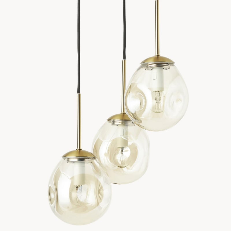 Glissora Hanging Light - Sculptural Cluster Design Tinted Glass and Metal for Entryway