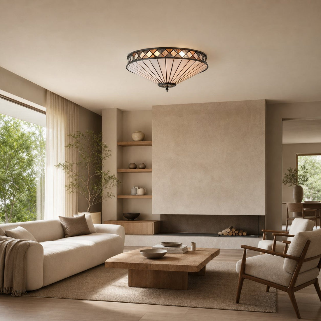 Fargo Tiffany Artistic Crystal Accents Ceiling Lamp for Living Room