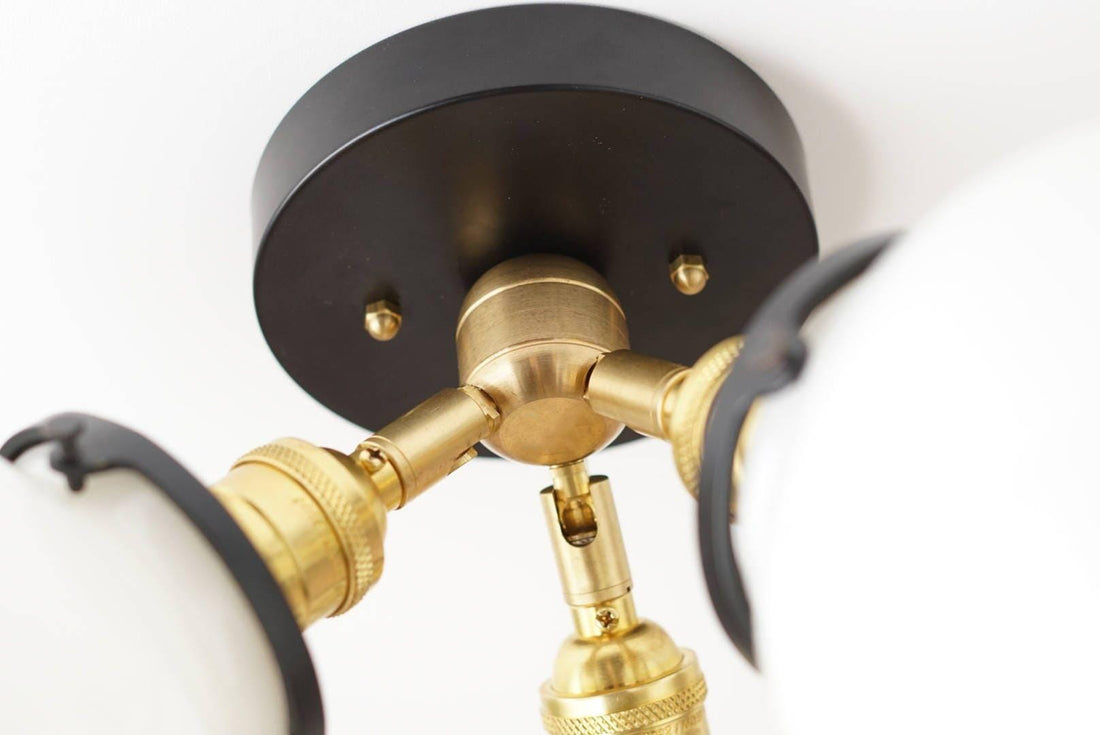 Glorica Glass Globe Light - Mid Century Semi Flush Ceiling Lamp