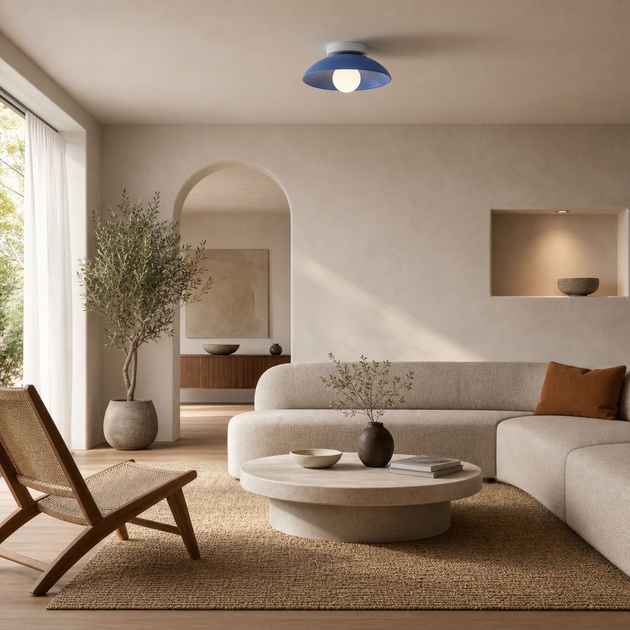 Ovalune Organic Textured Ceiling Light Sculptural Design Flush Mount - Modern Style for Living Room