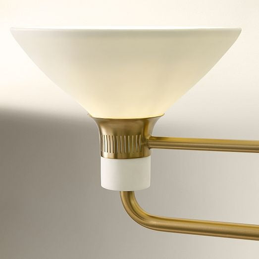 Calvor Linear 2 Light Chandelier - Porcelain Shades and Bronze Finish