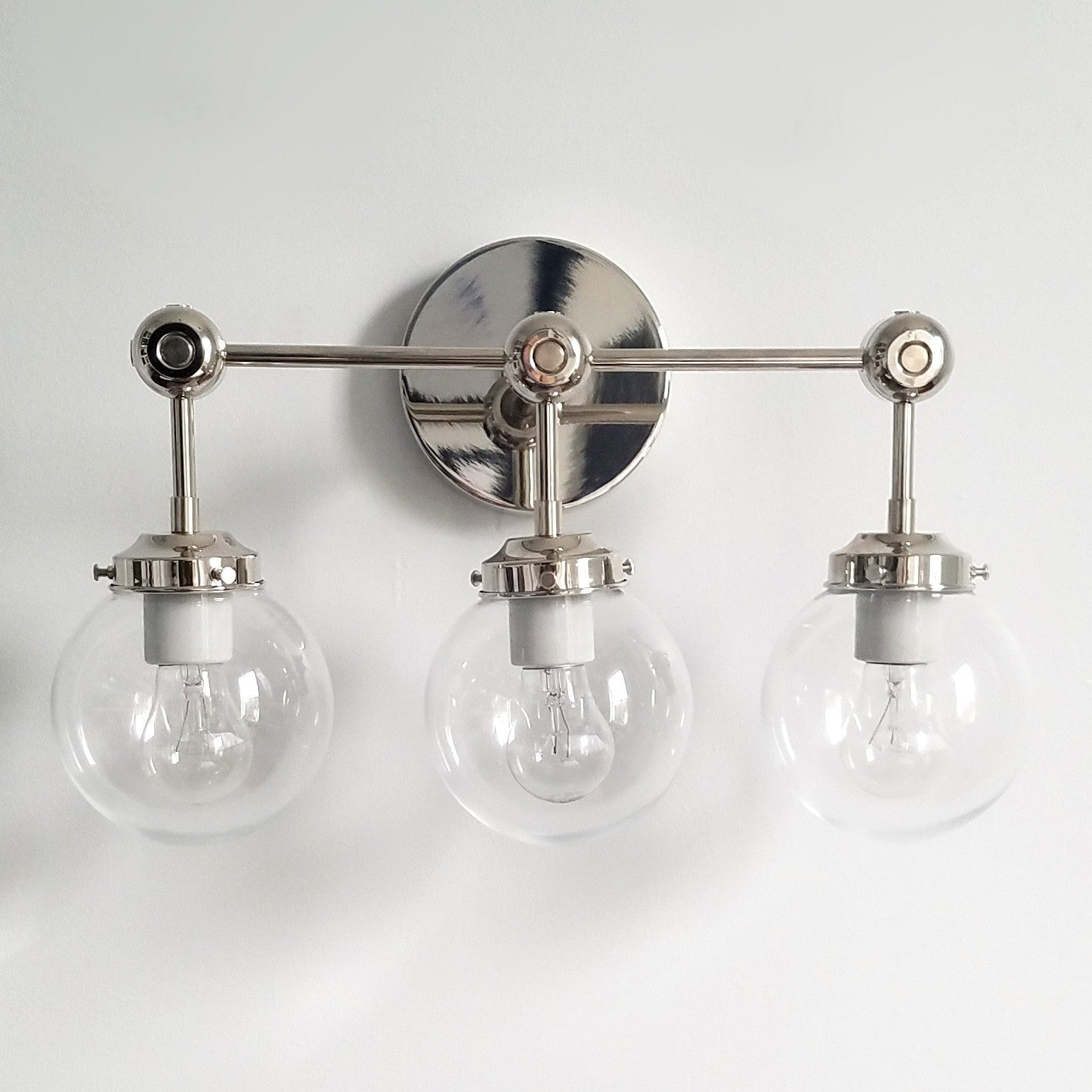 Three-Light Wall Sconce - Modern Brass & Glass Lighting for Home