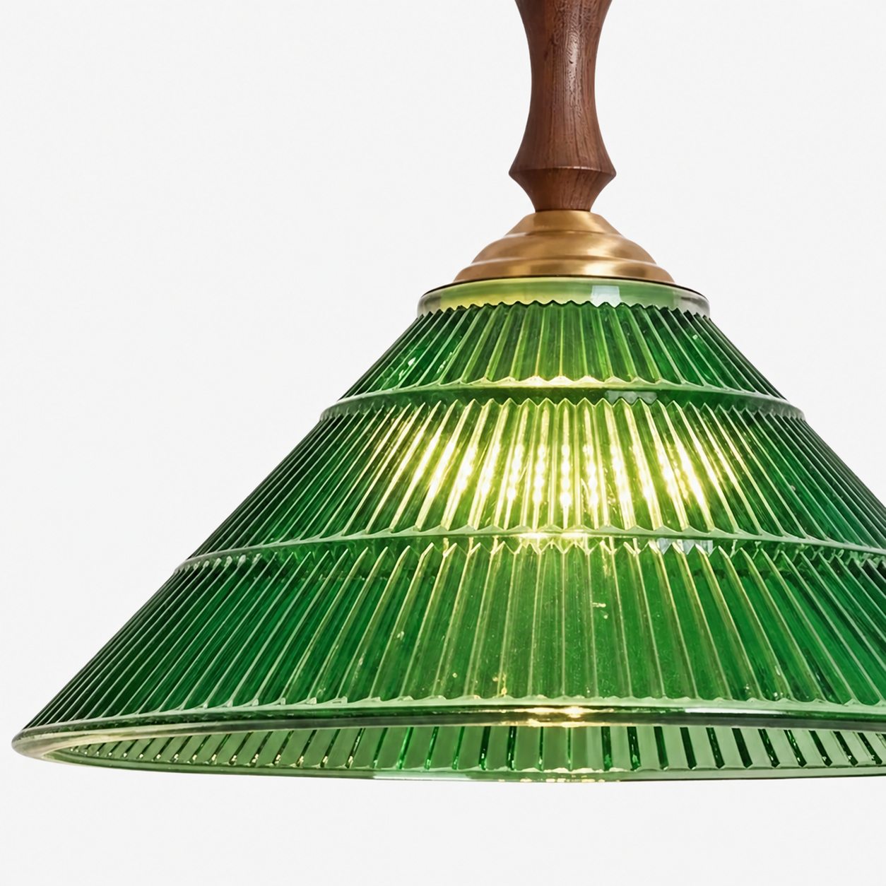 Elunaris Vintage Trumpet Shape Pendant Light with Green Glass Shade for Dining Room