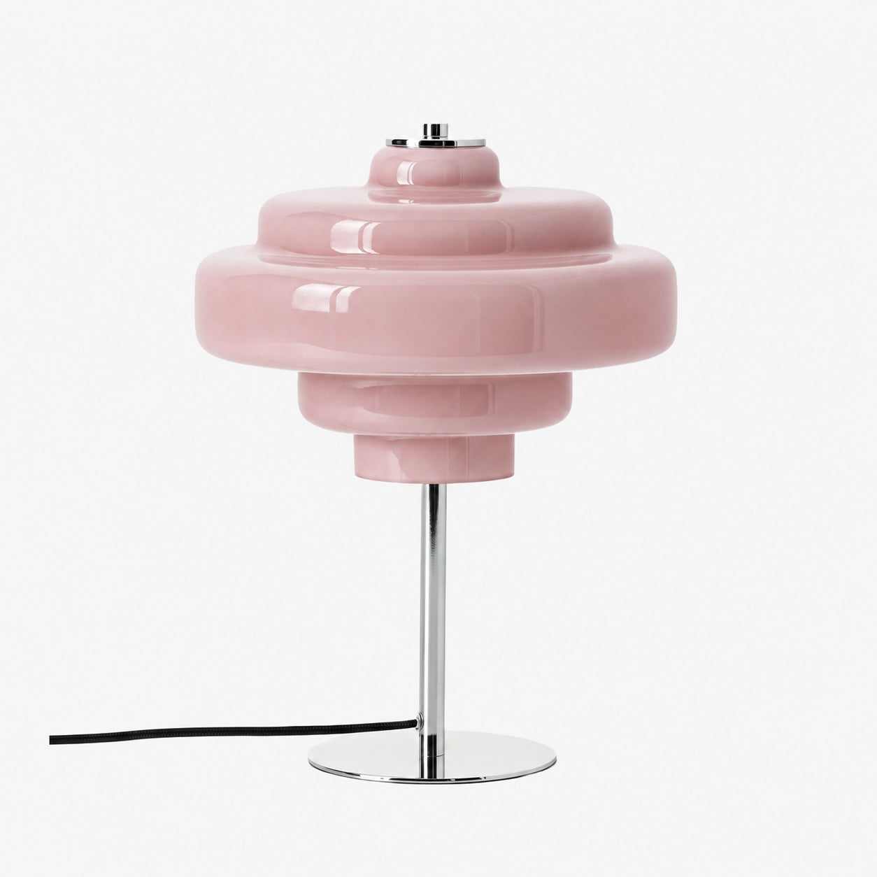 Koloro Glass Table Lamp - Retro Tiered Design with Chrome Base