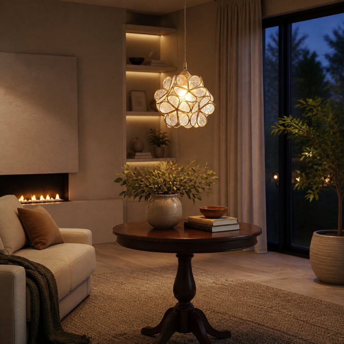 FloriVitre Pendant Light with Petal Silhouette - Vintage Style Lighting for Home Spaces