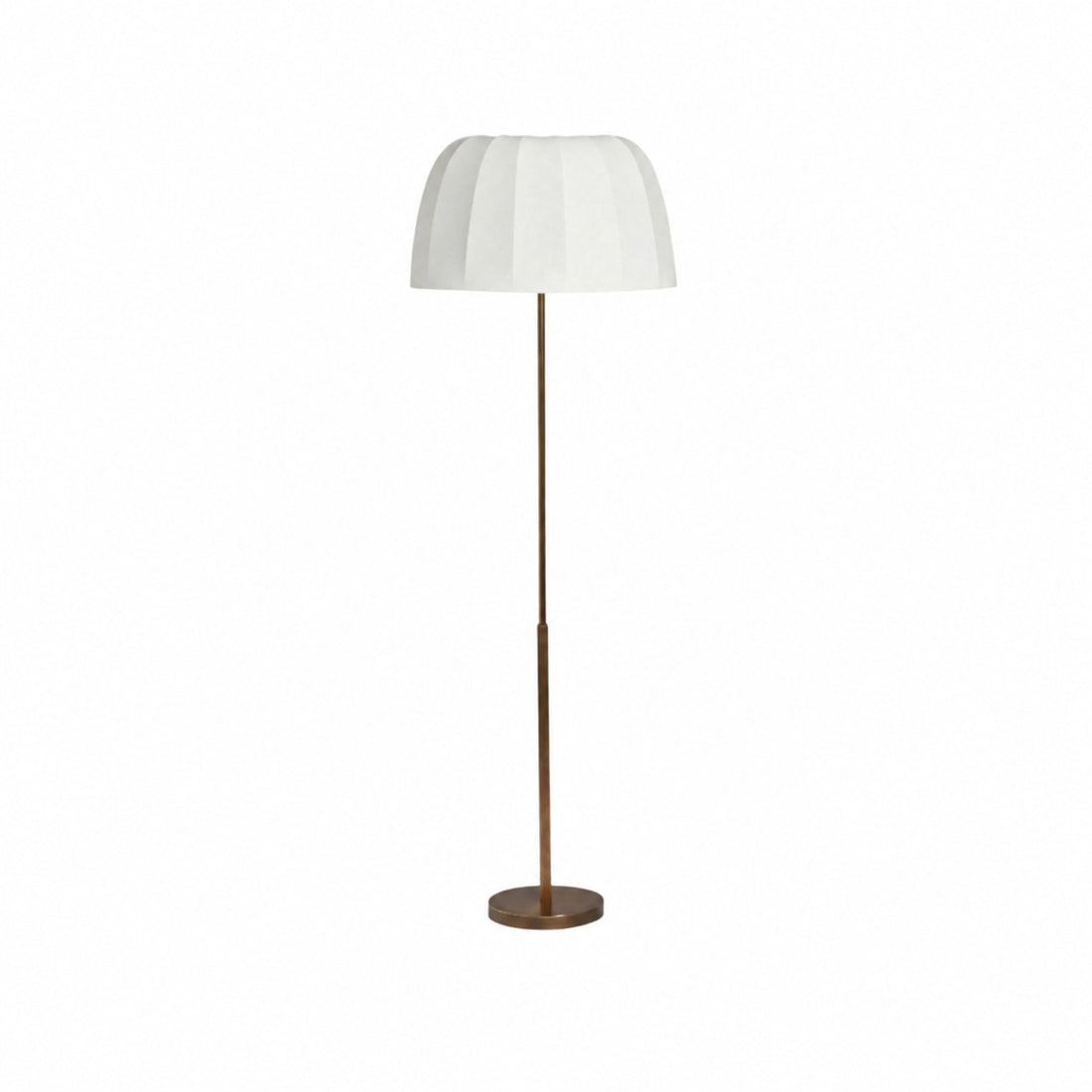 Vellaro Brass Floor Lamp with Fabric Shade – Modern Standing Light for Living Room or Bedroom