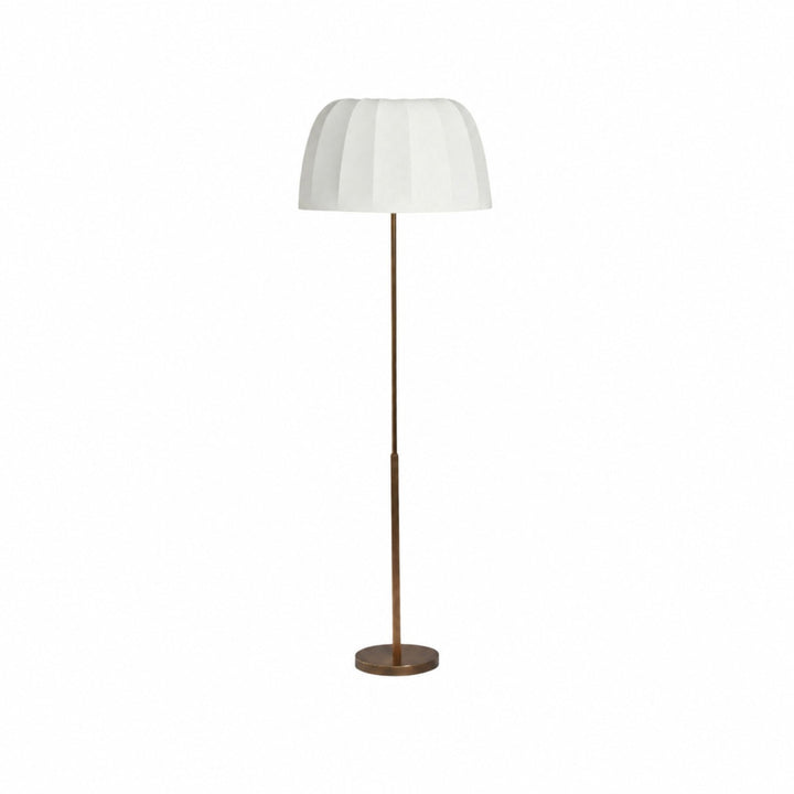 Vellaro Brass Floor Lamp with Fabric Shade – Modern Standing Light for Living Room or Bedroom