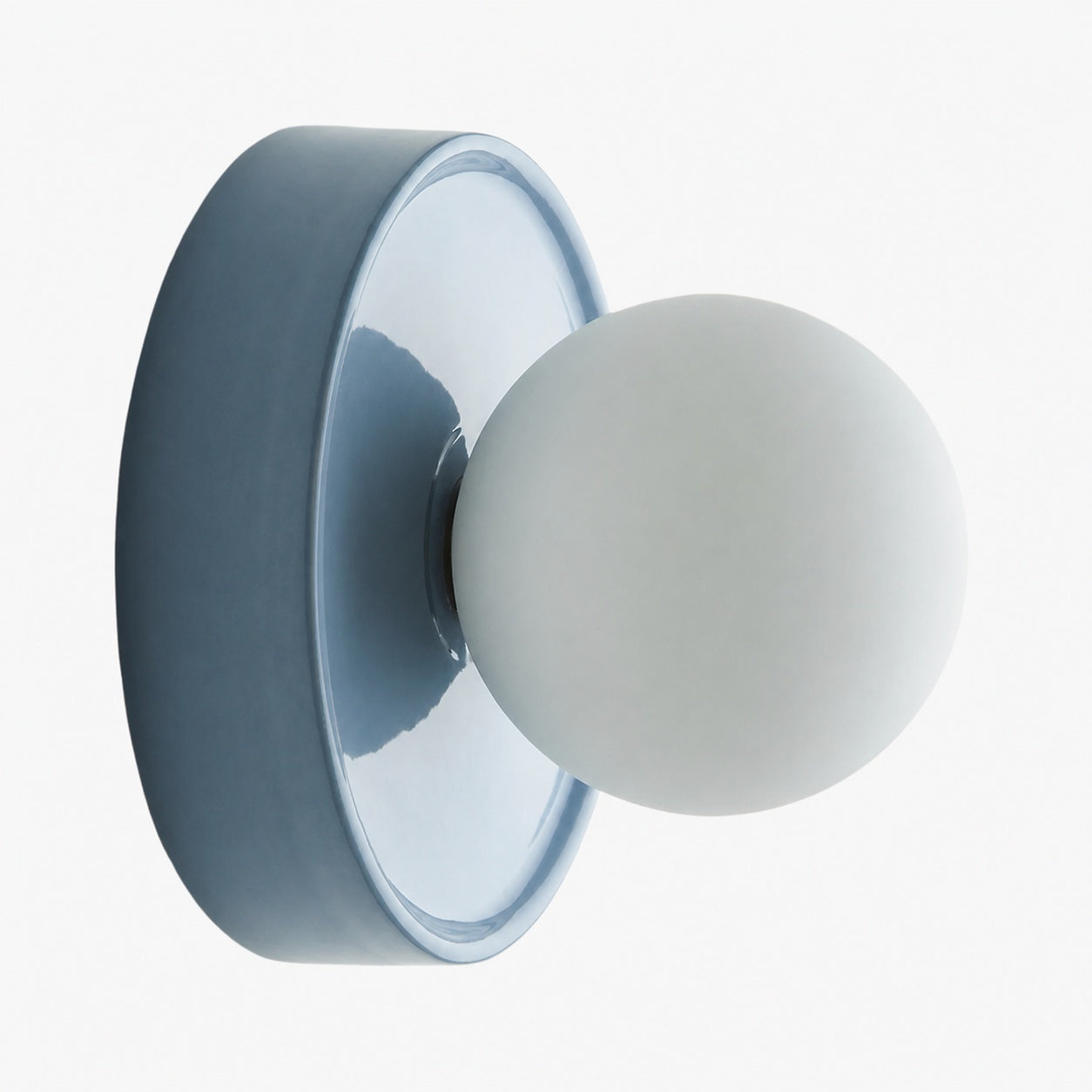 Solna Round Glass Wall Sconce with Ceramic Base—Minimalist Lighting for Bedroom or Hallway