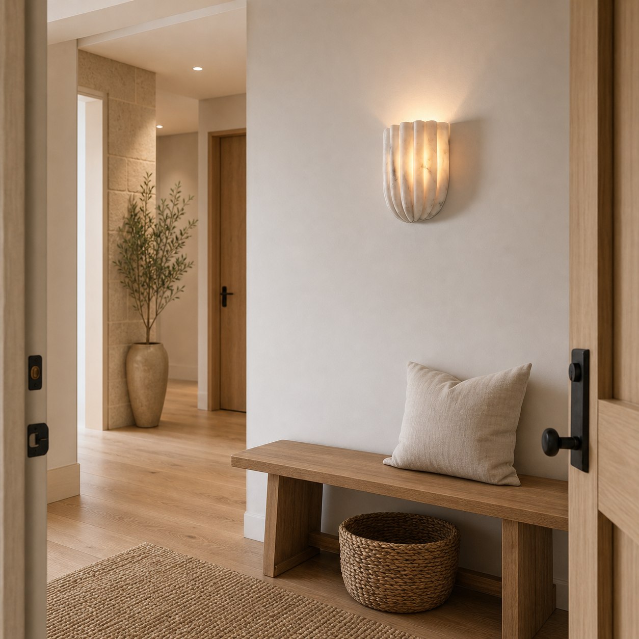 Fluted Glass Wall Lamp – Modern Minimalist Design for Bedroom Bedside Lighting