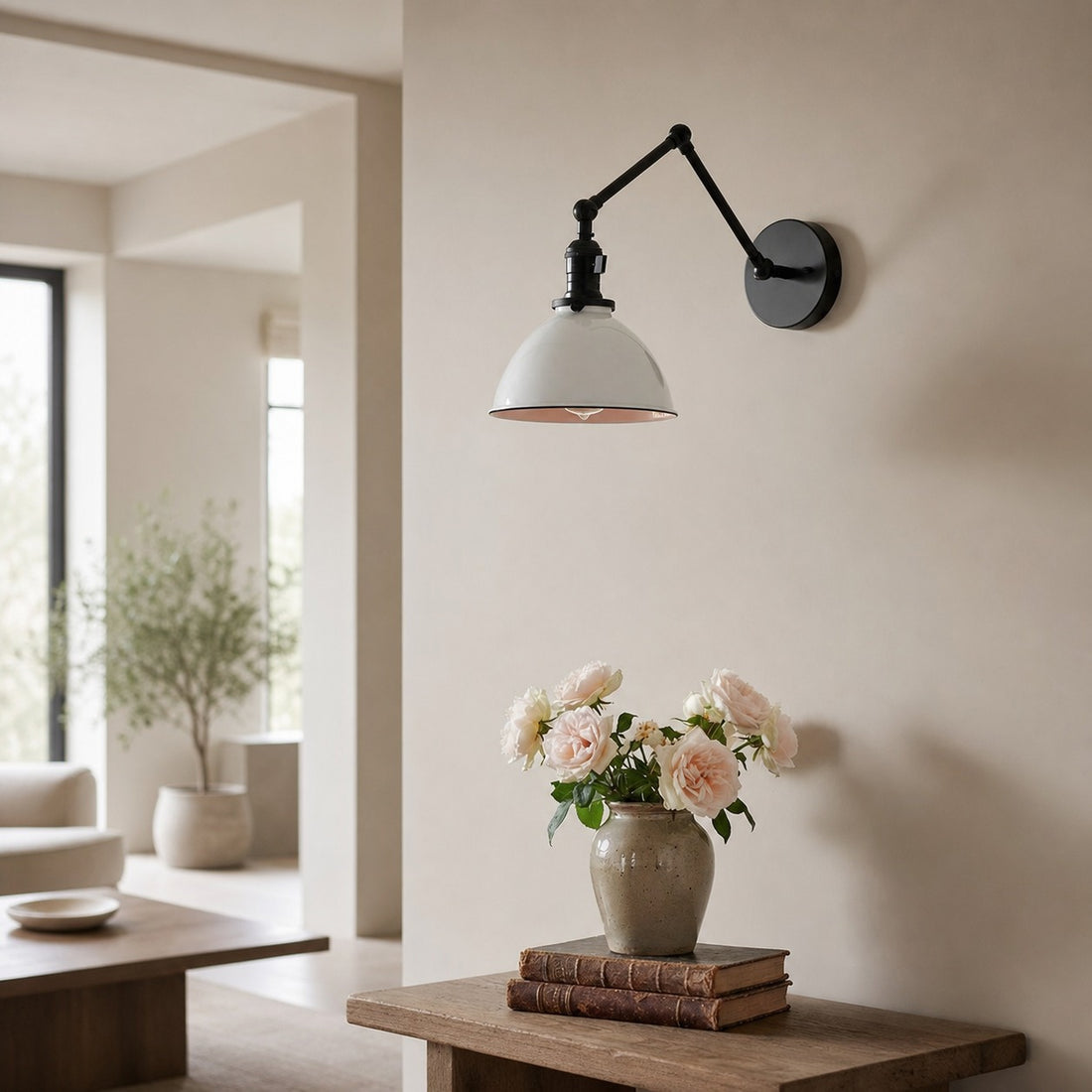 Conique Metal Vintage Industrial Swing Arm Wall Lamp - Adjustable Dome Shade for Study
