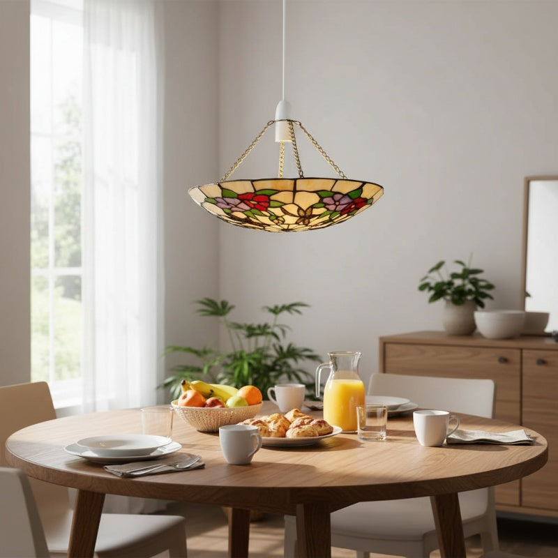 TF Butterfly Pendant Lamp - Decorative Stained Glass Pendant Light for Bedroom or Entryway