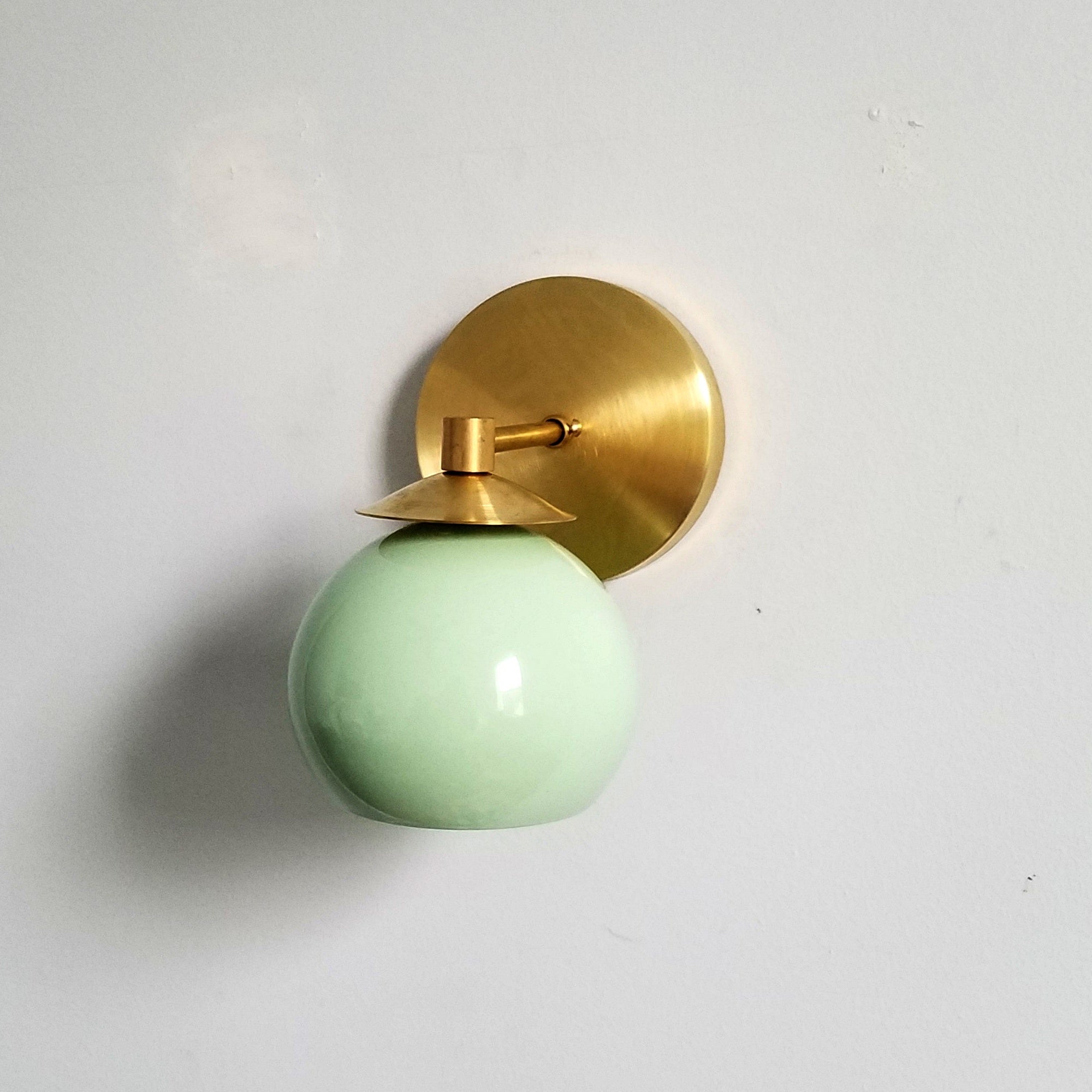 Mid-Century Wall Sconce - Brass Accents with Metal Shade Options