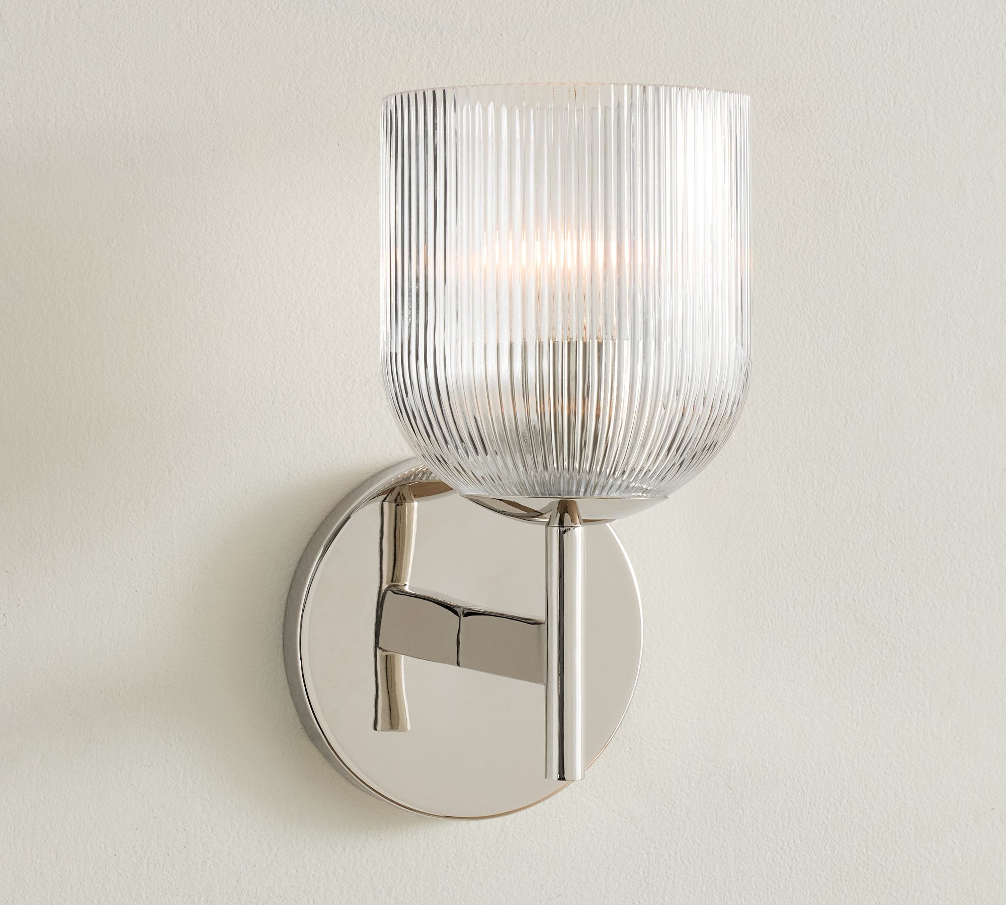 Bravira Ribbed Glass Sconce - Metal Wall Light with Clear Glass Shade
