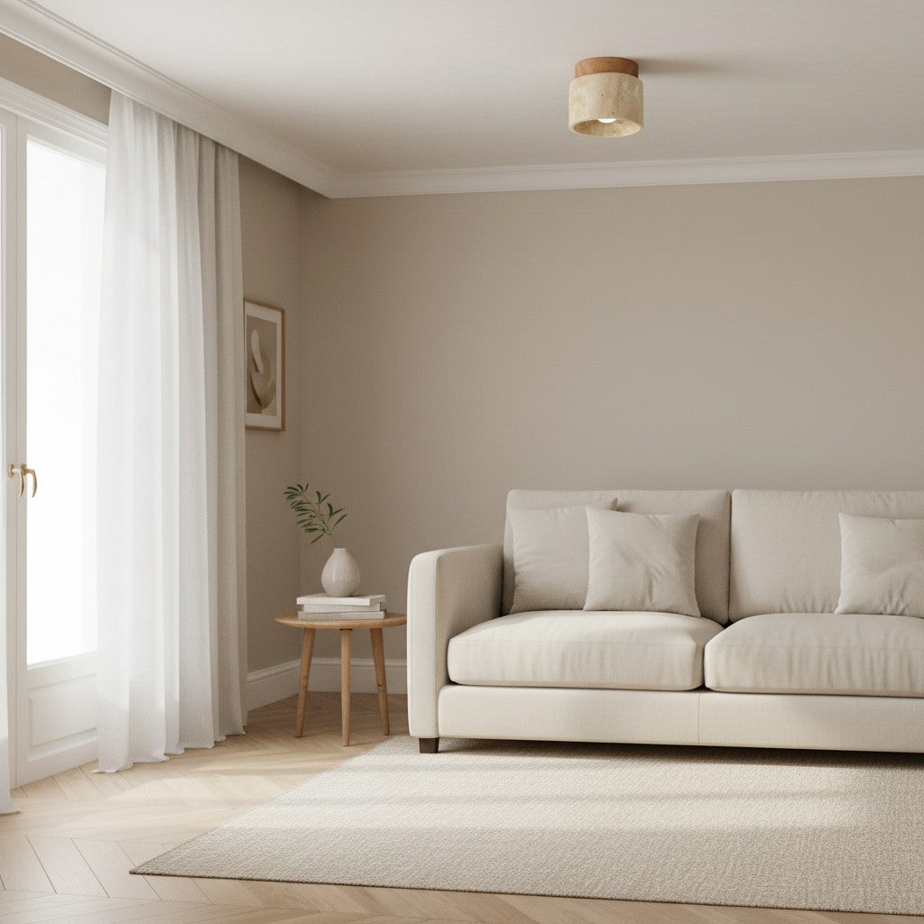 Travira Wabi Sabi Ceiling Light Organic Textured Marble Ceiling Lamp for Hallway