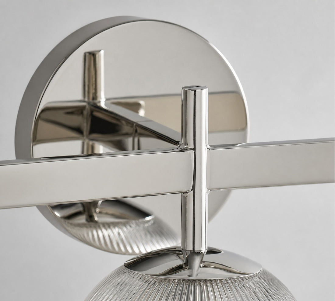 Bravira Ribbed Glass Sconce - Metal Wall Light with Clear Glass Shade