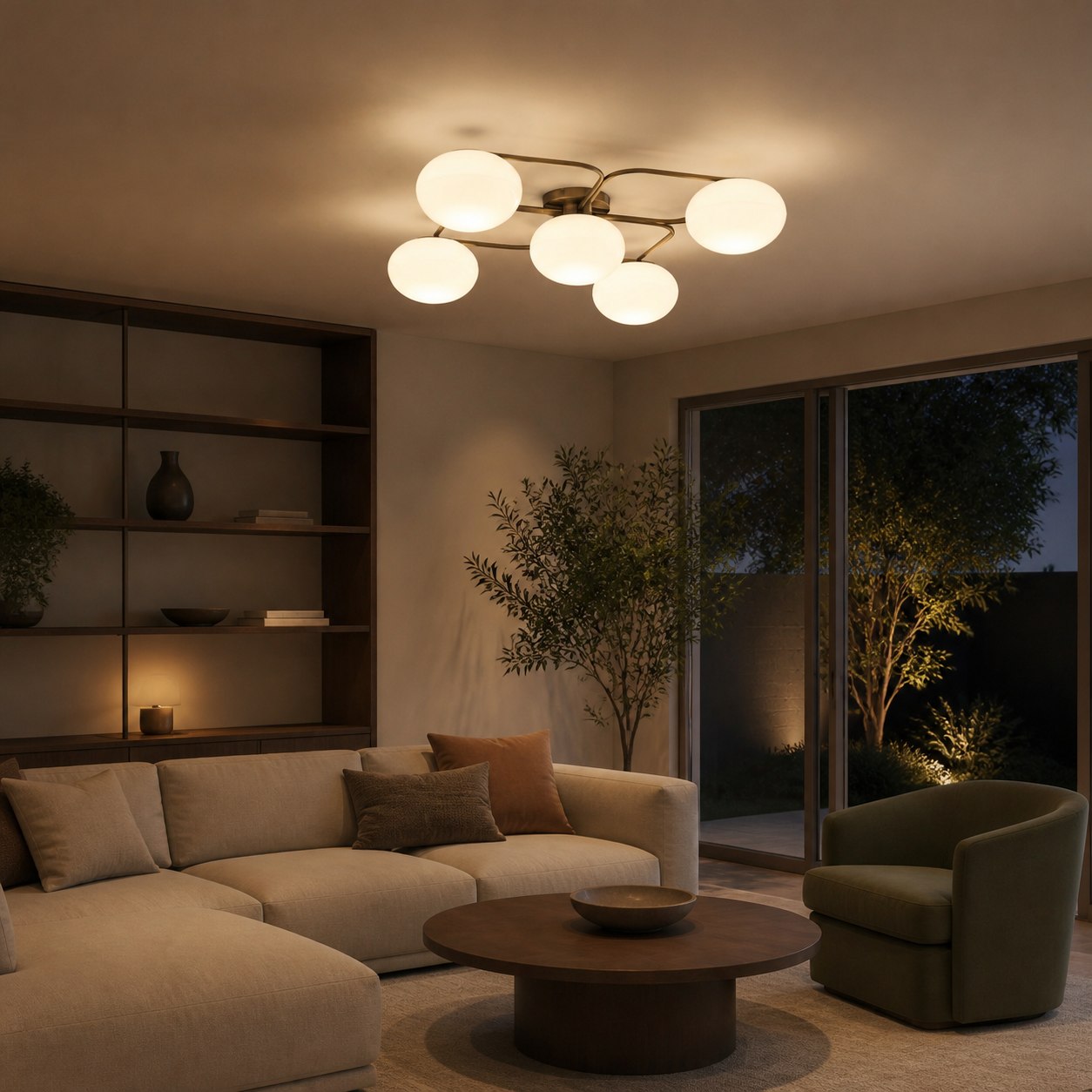 Brimush Modern Multi-Globe Flush Mount Lamp with Soft Diffused Light for Entryway or Living Room