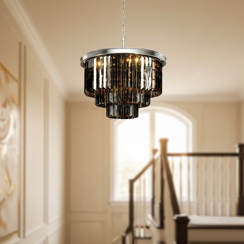 Aurevon Crystal Prism Metal Frame Modern Ceiling Chandelier for Home and Hotel