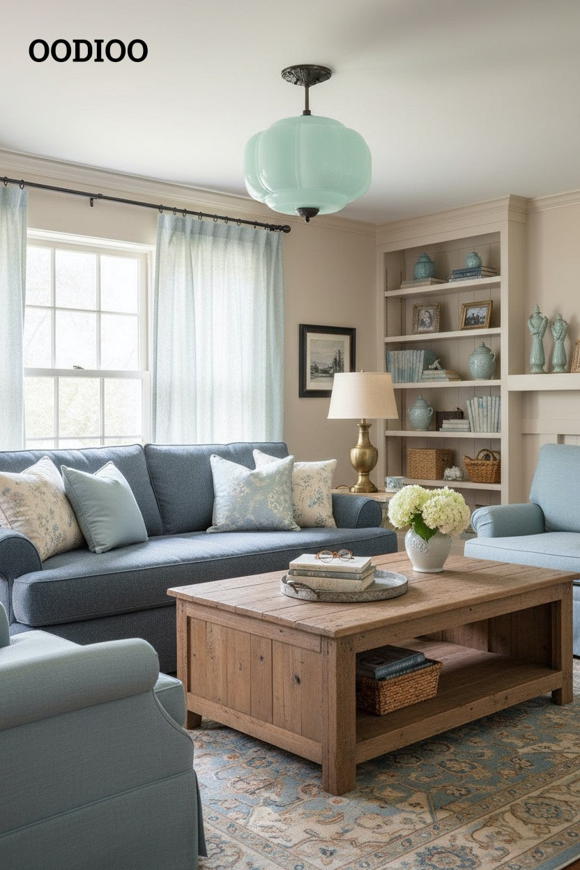 Antique Brass Green Glass Eloise Pendant Light