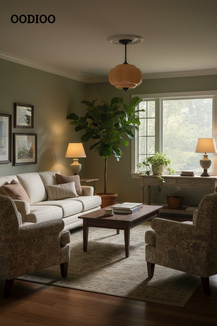 Antique Brass Green Glass Eloise Pendant Light