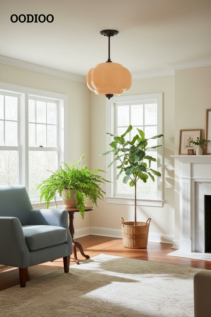 Antique Brass Green Glass Eloise Pendant Light