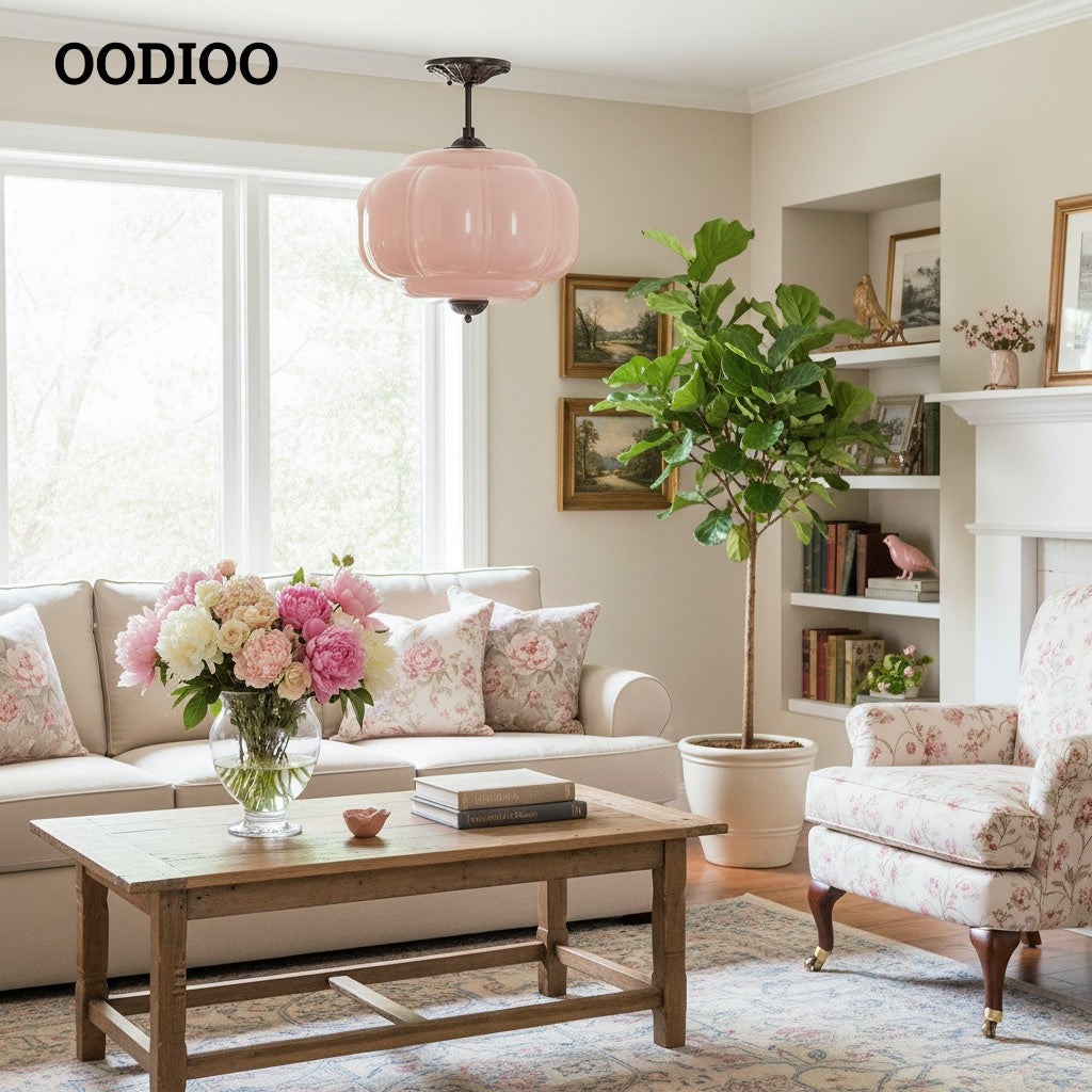 Antique Brass Green Glass Eloise Pendant Light