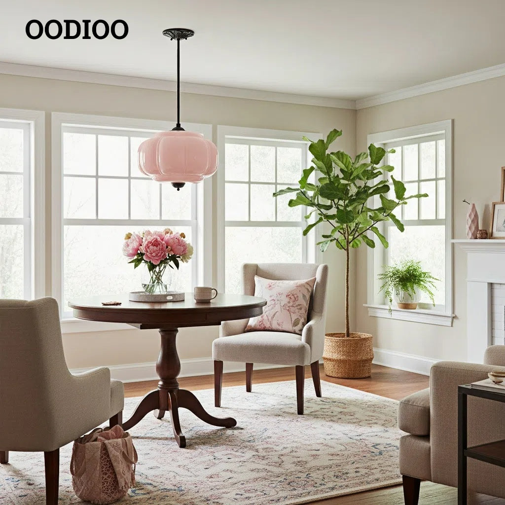 Antique Brass Green Glass Eloise Pendant Light