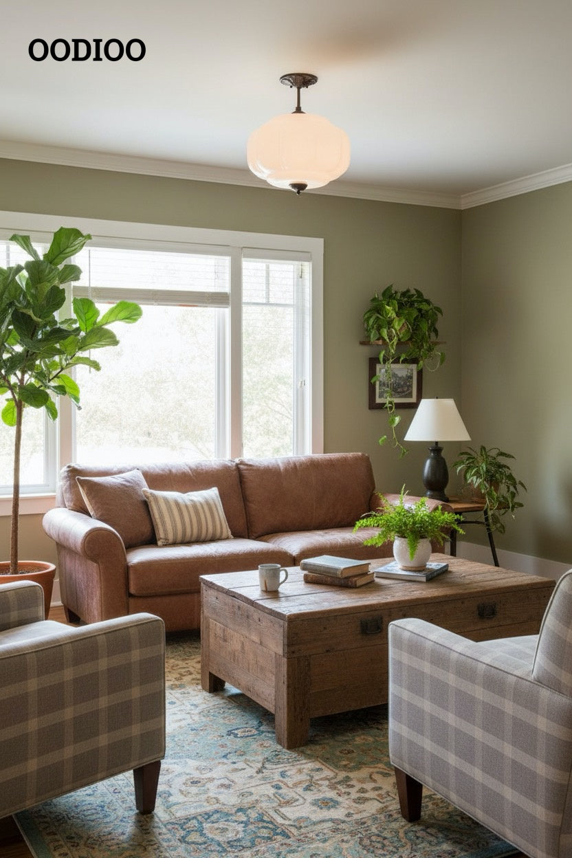 Antique Brass Green Glass Eloise Pendant Light