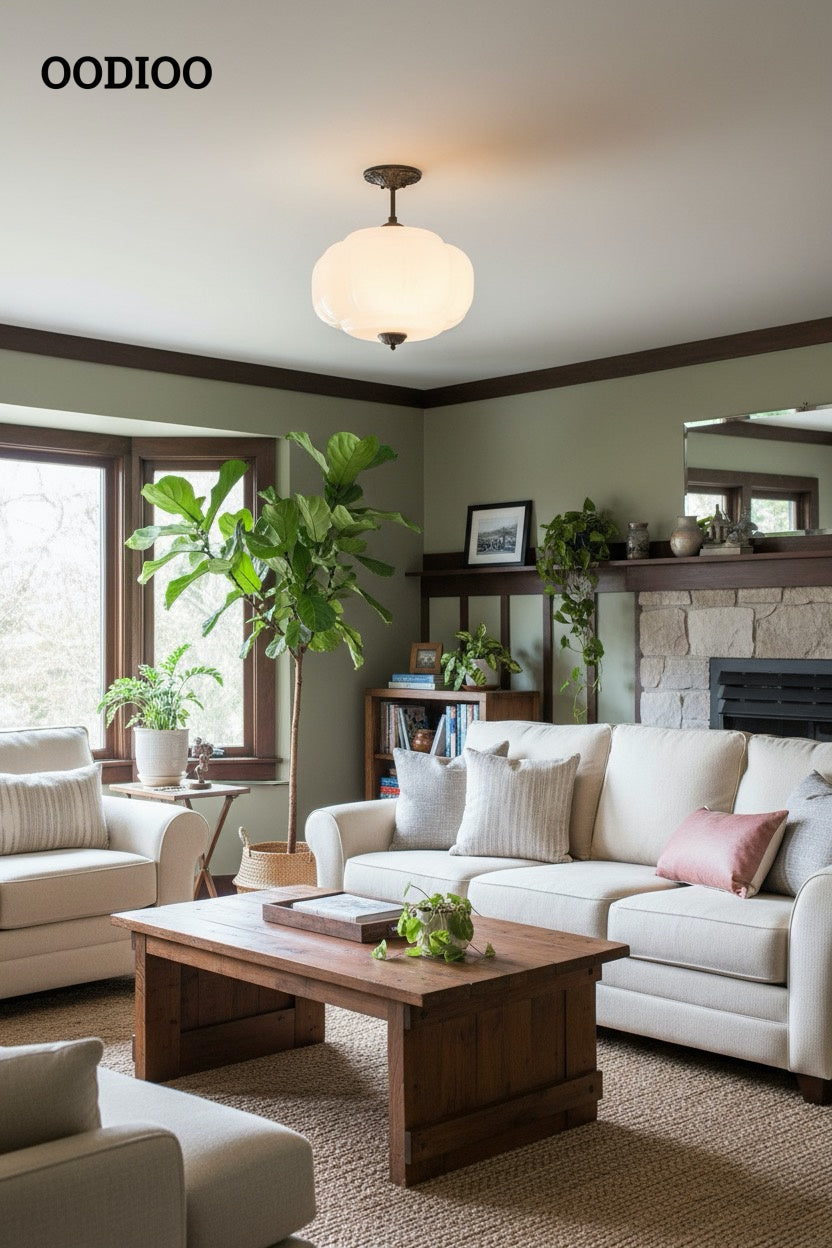 Antique Brass Green Glass Eloise Pendant Light