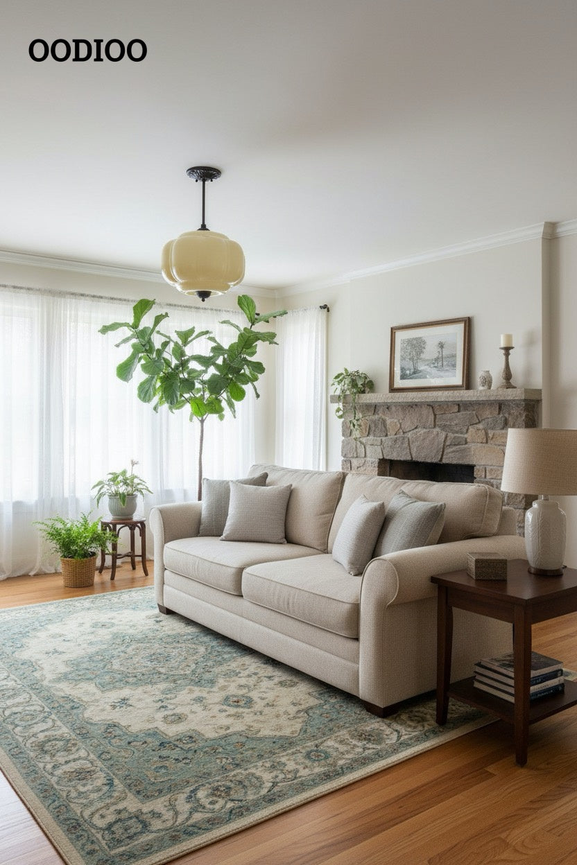 Antique Brass Green Glass Eloise Pendant Light