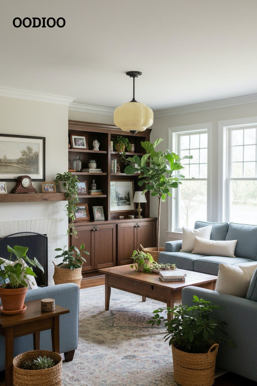 Antique Brass Green Glass Eloise Pendant Light