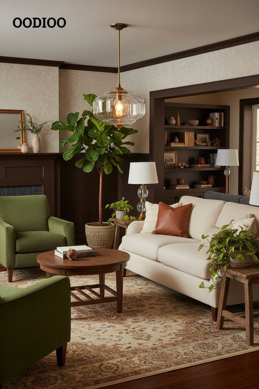 Antique Brass Green Glass Eloise Pendant Light