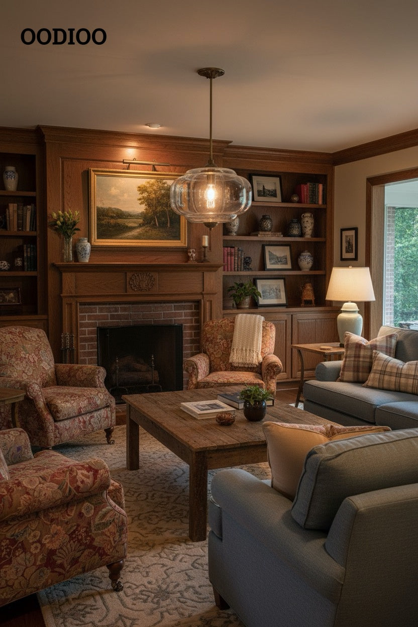 Antique Brass Green Glass Eloise Pendant Light