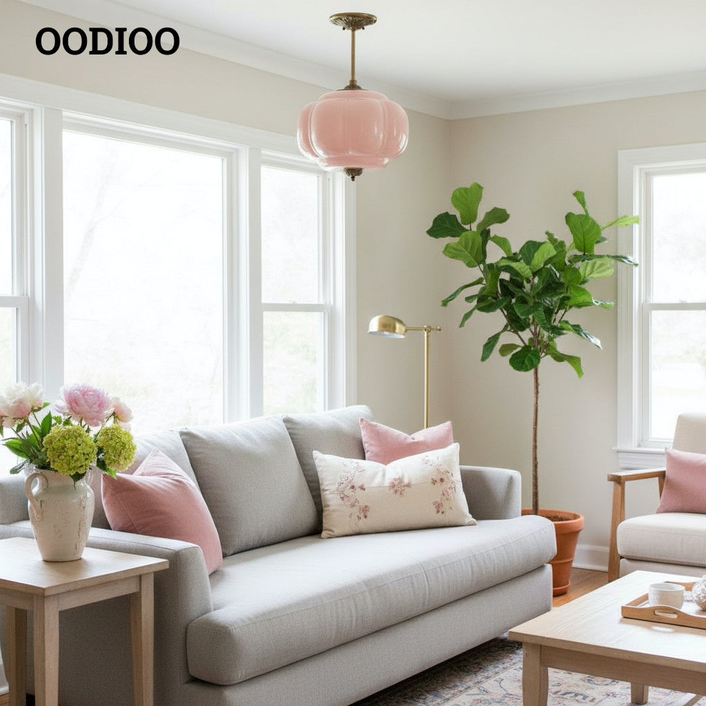 Antique Brass Green Glass Eloise Pendant Light