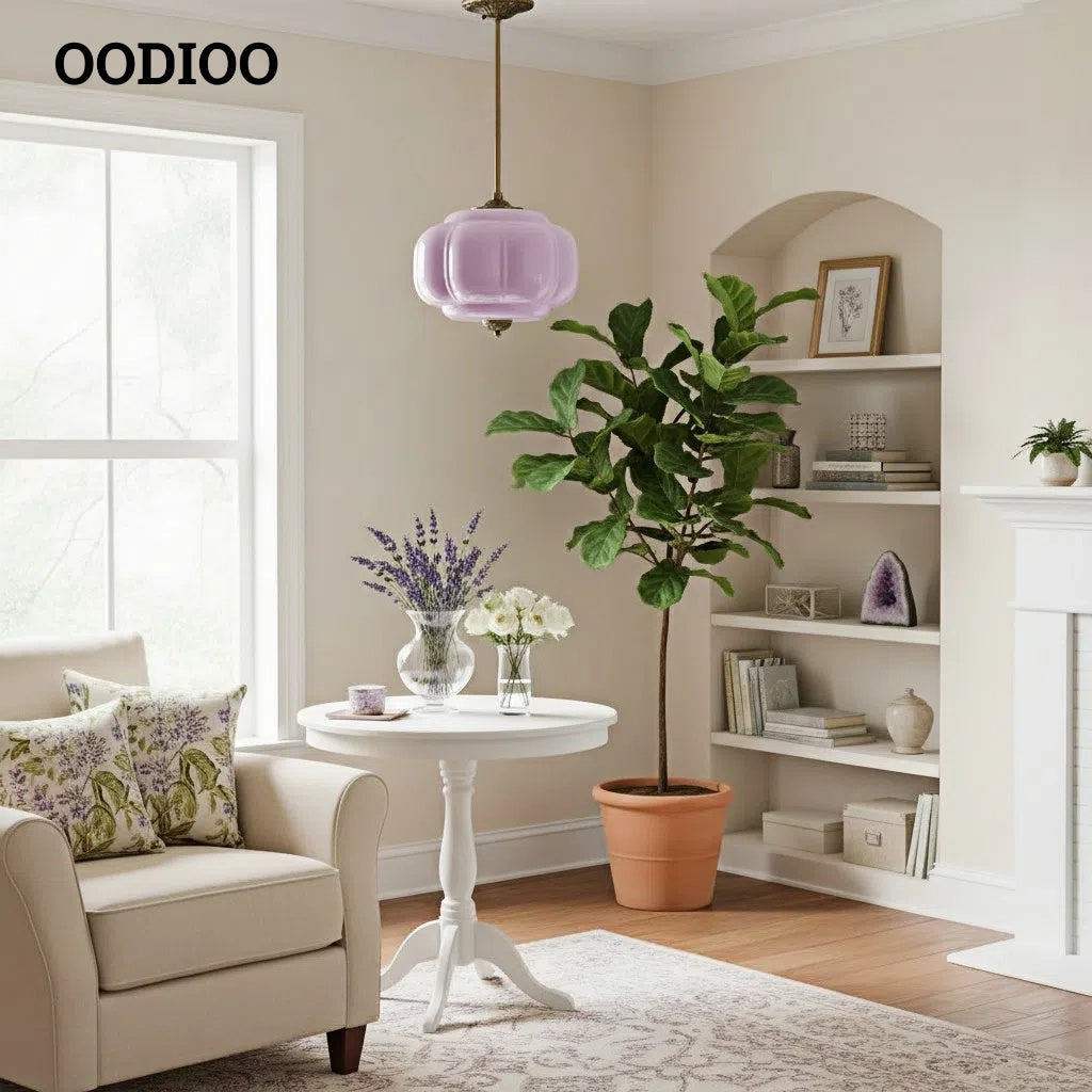 Antique Brass Green Glass Eloise Pendant Light