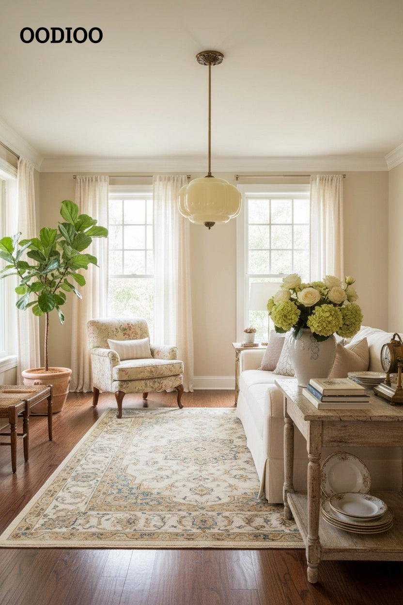 Antique Brass Green Glass Eloise Pendant Light